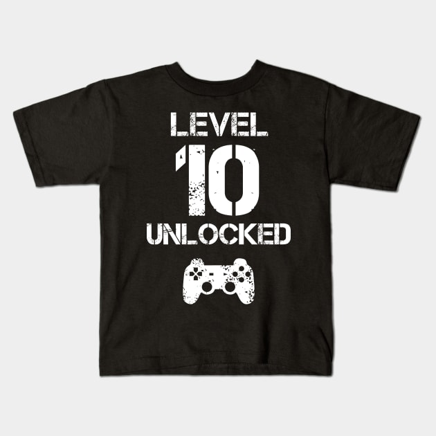 Level 10 Unlocked T-Shirt - 10th Birthday Gift Kids T-Shirt by Ilyashop